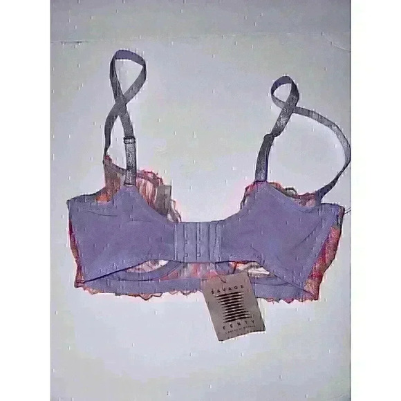 NWT Savage X Fenty Lavender Stars Lace Sheer Underwire Bra Size 32DD - Picture 2 of 3
